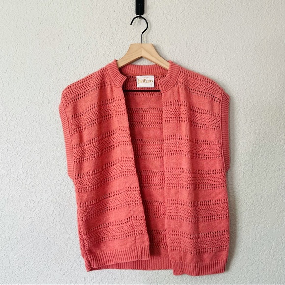 Vintage Tops - Vintage Jantzen Coral Pink Sweater Vest/Jacket